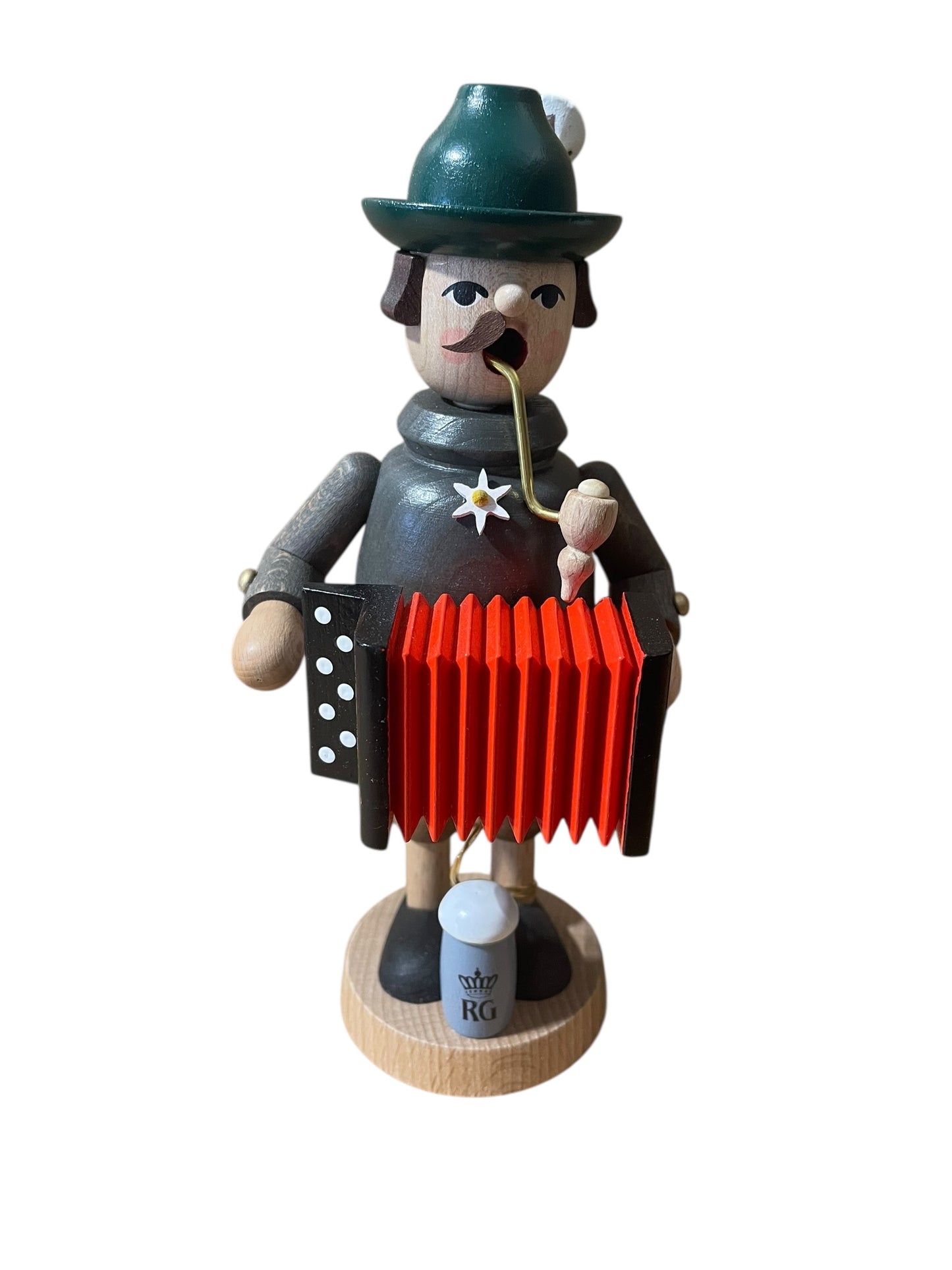 Erzgebirgische Volkskunst - Accordion Player 7" Mini Incense Smoker