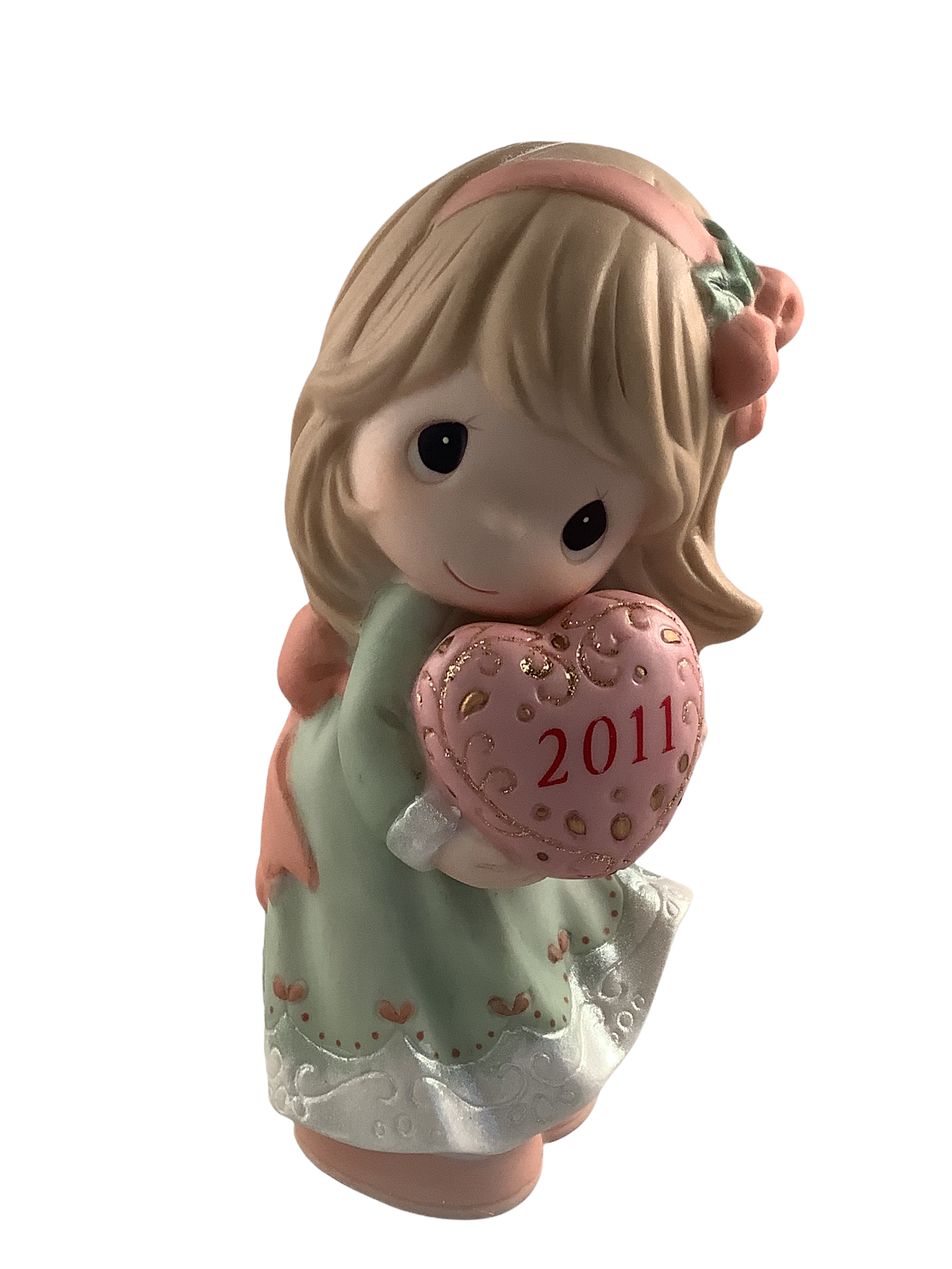Precious Moments 2011 Dated Ornament 'Love Is The Best Gift Of All', Statuetta In Porcellana Bisque, 8,2 Cm