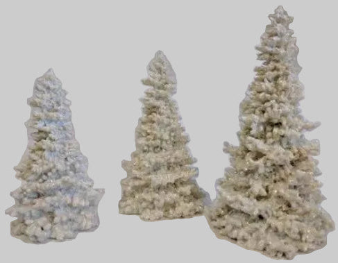 Department 56 - Village Accessories - White Glitter Trees (Set of 3)