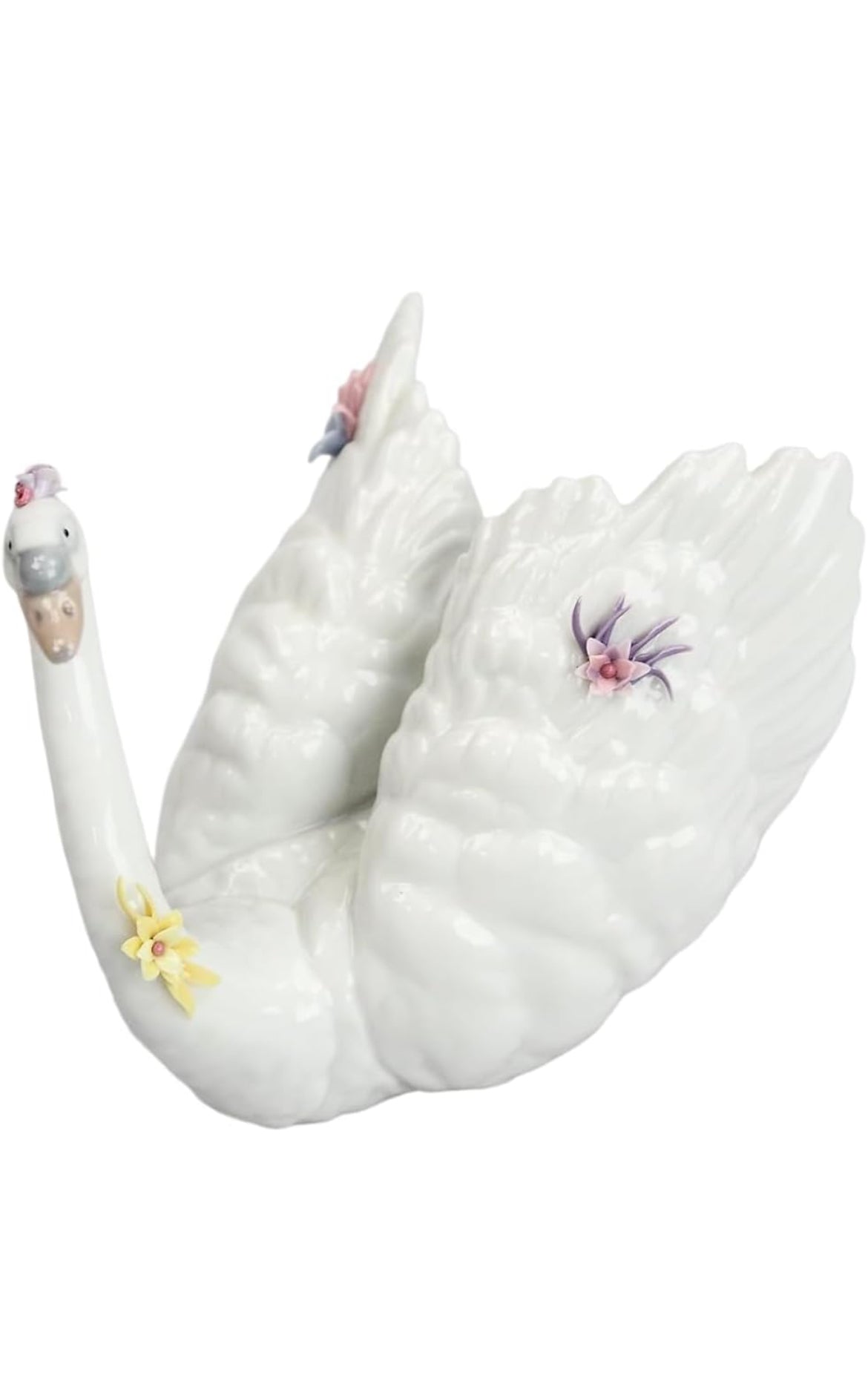Lladro - White Swan With Flowers Porcelain Figurine