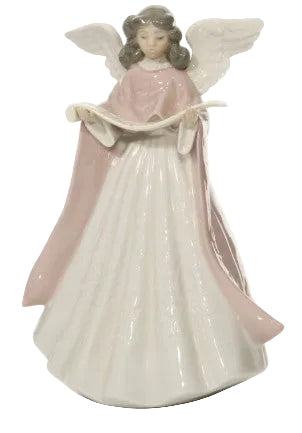 Lladro -Angel Tree Topper (Navidad Cantante) (Pink Singing Angel) 5831 Porcelain Figurine