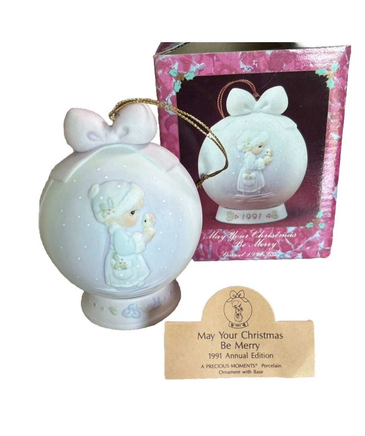 May Your Christmas Be Merry - 1991 Precious Moment Ball Ornament