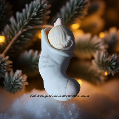 Babys First Christmas - Girl In Stocking Ornament - Precious Moments (Retired)