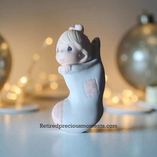 Babys First Christmas - Girl In Stocking Ornament - Precious Moments (Retired)