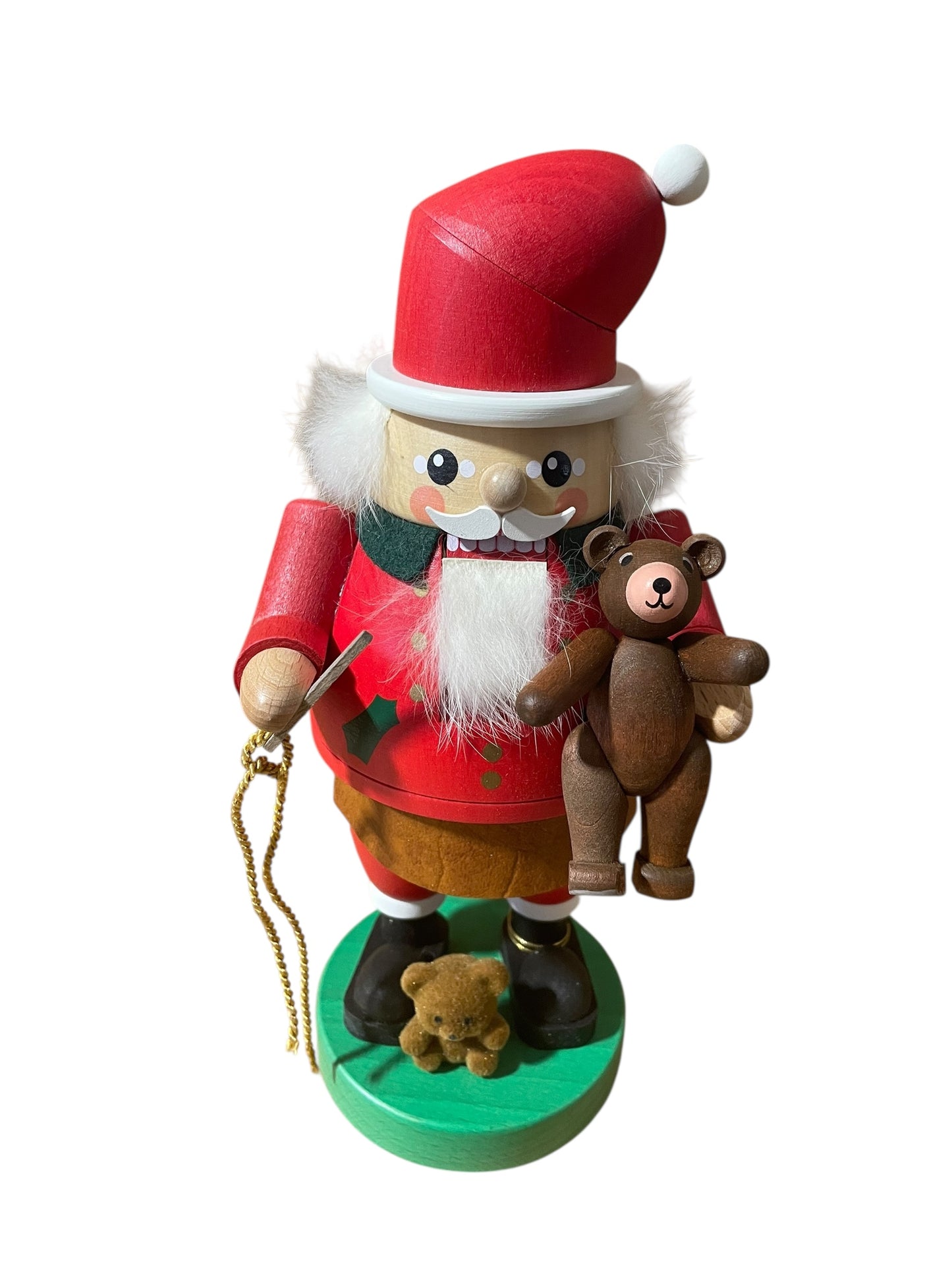 Richard Glasser 8" Nutcracker Erzgebirgische Volkskunst - Santa with Bear