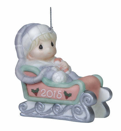 Baby's First Christmas 2015 (Boy) -  Precious Moment Ornament 