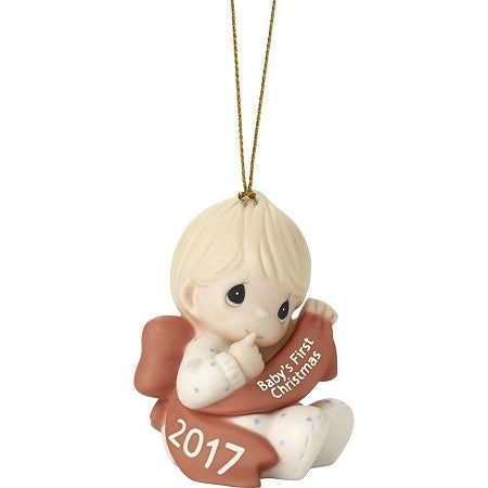Baby's First Christmas 2017 (Boy) - Precious Moment Ornament