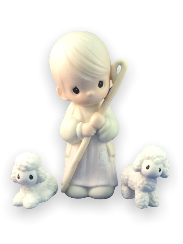 Shepherd with Two White Lambs  - Precious Moment Figurine