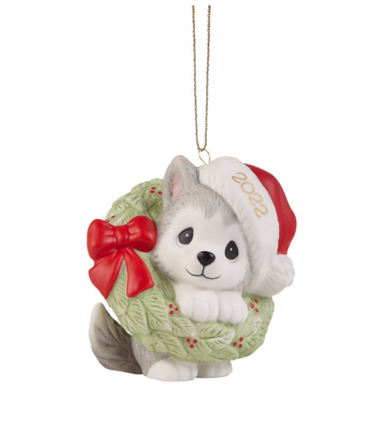 Wreathed In Christmas Joy - 2022 Dated Annual Precious Moment Ornament