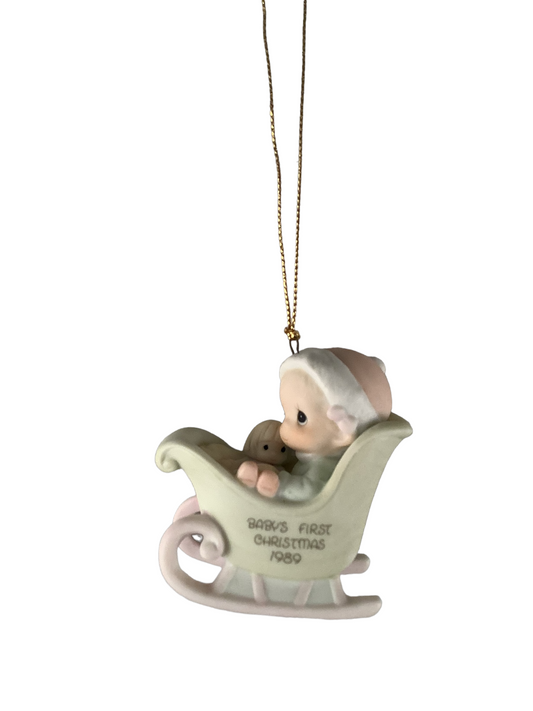 Baby's First Christmas 1989 (Girl) - Precious Moments Ornament