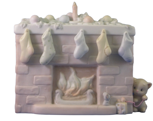 Christmas Fireplace - Precious Moment Figurine