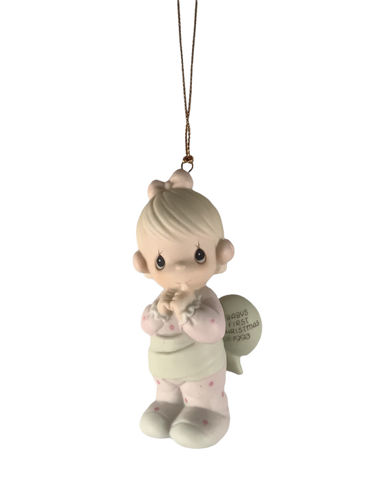 Baby's First Christmas 1993 (Girl) - Precious Moment Ornament